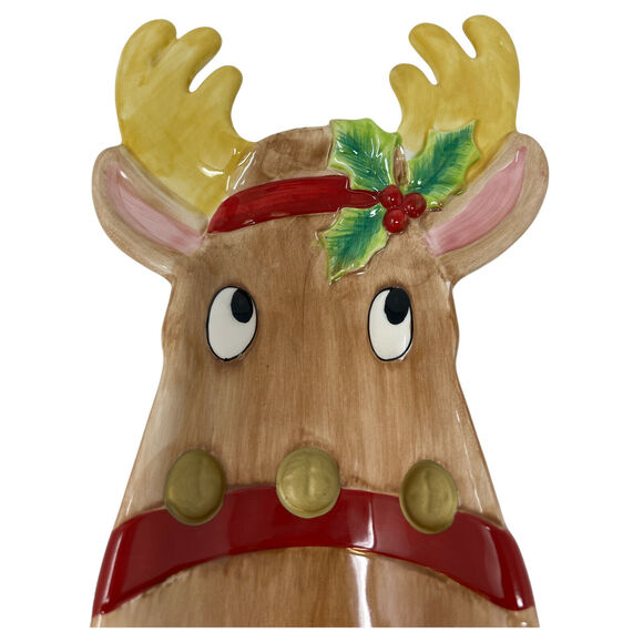 Fitz and Floyd Snack Therapy Reindeer Plate Tray Christmas Holiday - Picture 2 of 4